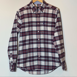 EUC American Eagle Outfitters Classic Fit Red White & Blue Plaid Button Up Shirt